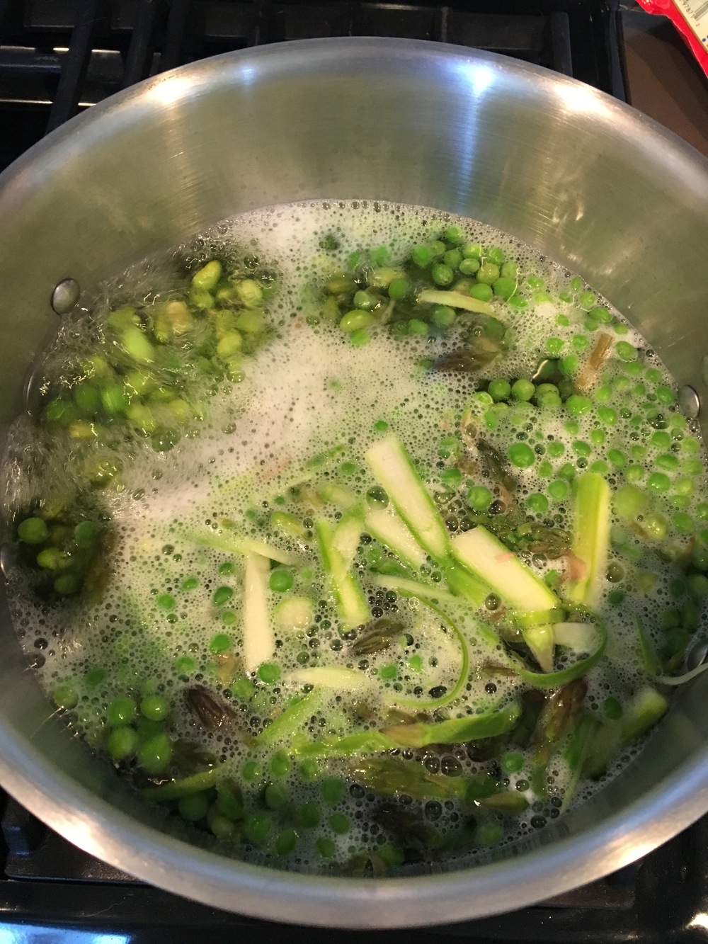  Boiling veggies. 