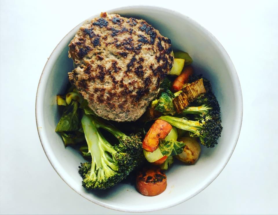 Roasted Vegetables with Turkey Patty Recipe