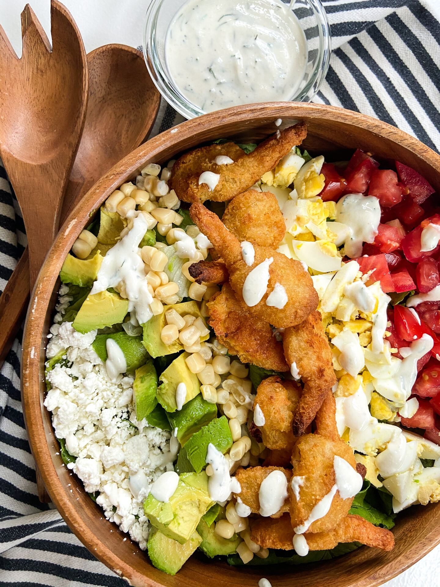 Shrimp Cobb Salad with Homemade Greek Yogurt Ranch Dressing